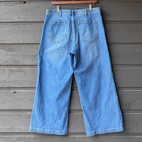 GAP 1969 High Rise Wide Leg Trouser Crop Jeans Size 32 Medium Indigo - Picture 3 of 9